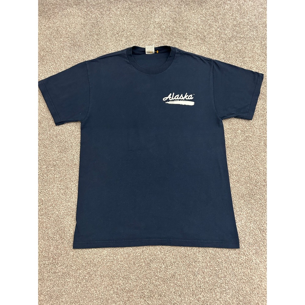 Vintage T-shirt Mens Medium Navy Blue Excellent Alaska Graphic Tee